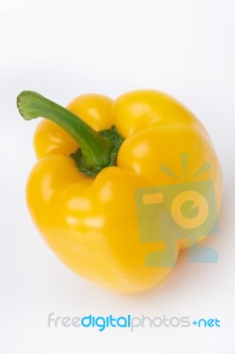 Yellow Sweet Pepper Isolate White Background Top View Stock Photo