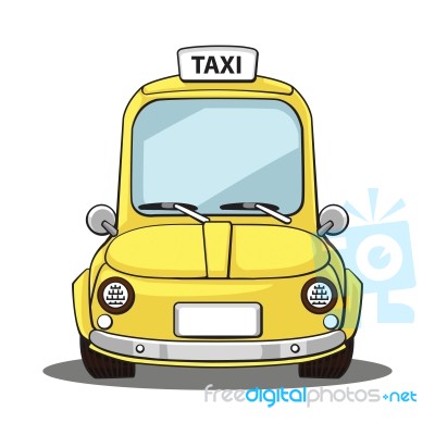 Yellow Taxi Front View Stock Image