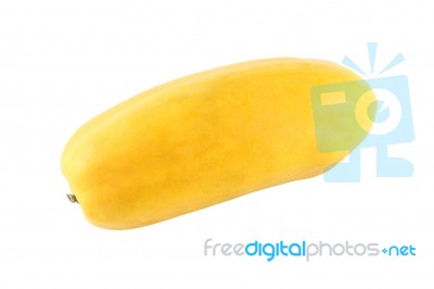 Yellow Whole Papaya Fruit On White Background Stock Photo