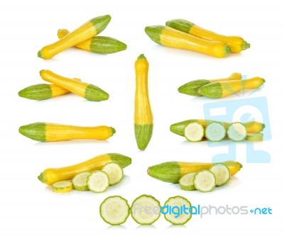 Yellow Zucchini Isolated On The White Background Stock Photo