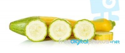 Yellow Zucchini Isolated On The White Background Stock Photo