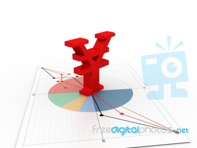 Yen Sign On Business Chart Stock Image