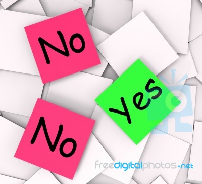 Yes No Post-it Notes Mean Answers Affirmative Or Negative Stock Image