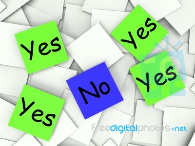 Yes No Post-it Notes Show Affirmative Or Negative Stock Image