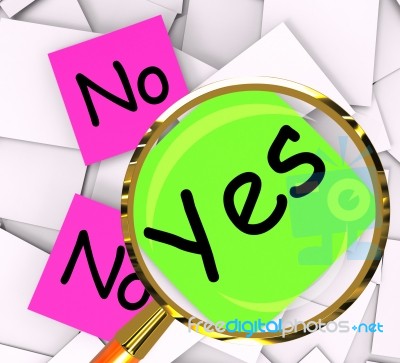 Yes No Post-it Papers Mean Answers Affirmative Or Negative Stock Image