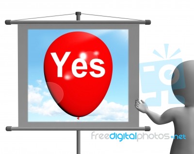 Yes Sign Means Affirmative Approval And Certainty Stock Image