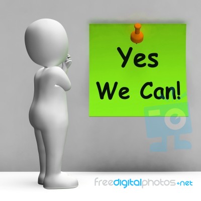 Yes We Can Note Means Don't Give Up Stock Image