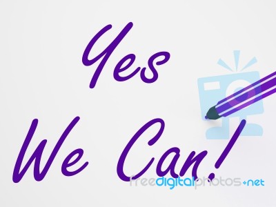 Yes We Can! On Whiteboard Shows Teamwork And Success Stock Image