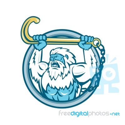 Yeti Lifting J Hook Circle Retro Stock Image