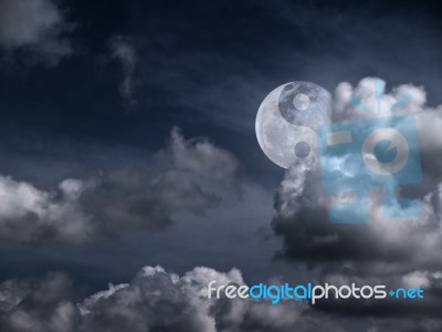 Yin Yang Moon Stock Photo