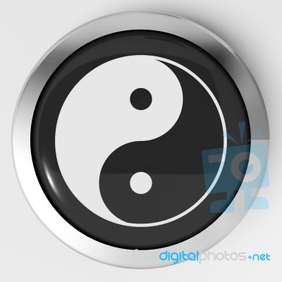 Ying Yang Button Means Spiritual Peace Harmony Stock Image