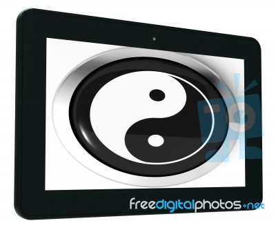 Ying Yang Tablet Means Spiritual Peace Harmony Stock Image