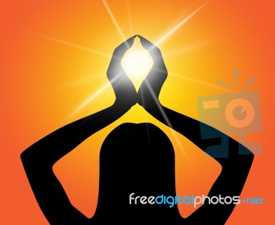 Yoga Pose Means Enlightenment Meditating And Feel Stock Image