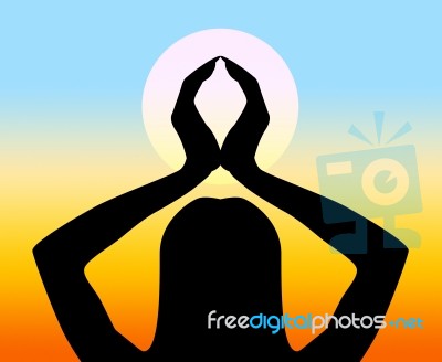 Yoga Pose Shows Feel Posture And Feeling Stock Image