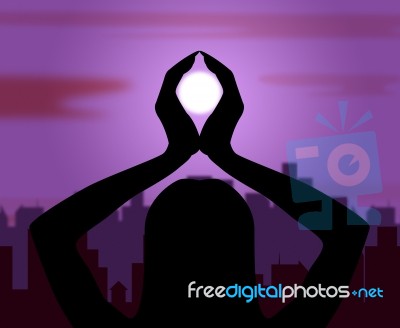 Yoga Pose Shows Feeling Health And Peace Stock Image