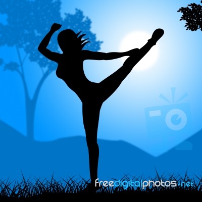 Yoga Posing Means Posture Dance And Zen Stock Image