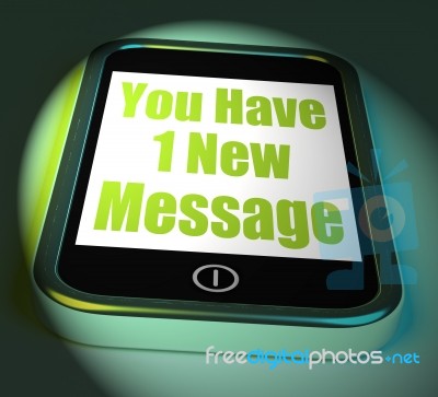 You Have 1 New Message On Phone Displays New Mail Stock Image