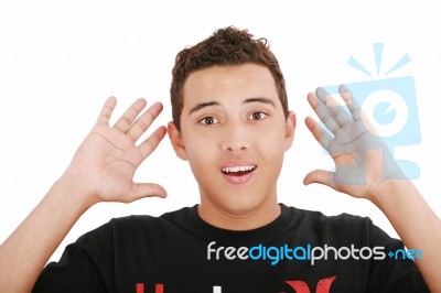 Young Amazed And Surprised Man Stock Photo
