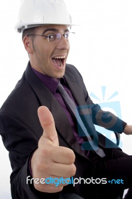 Young Architect With Thumbs Up Stock Photo