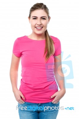 Young Attractive Female Model In Casuals Stock Photo