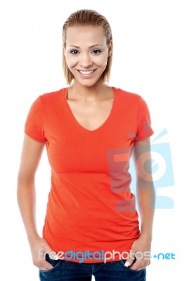 Young Attractive Female Model In Casuals Stock Photo