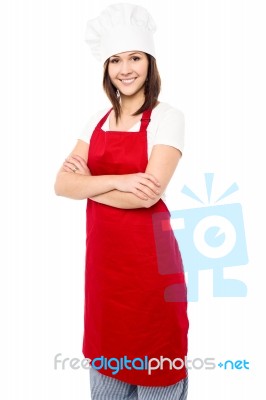 Young Baker Woman With Folded Arms Stock Photo