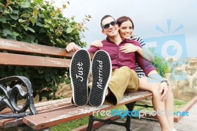 Young Beautiful Couple With Message 