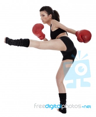 Young Beautiful Fighter Girl Stock Photo