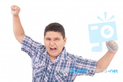 Young boy shouting Stock Photo