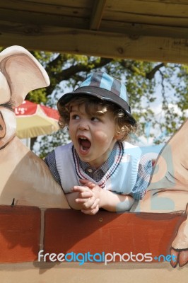 Young Boy Shouting Stock Photo