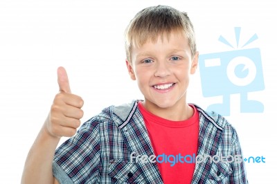 Young Boy Showing Thumbs Up Stock Photo