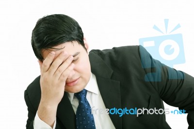 Young Business Man Depressed From Work Stock Photo