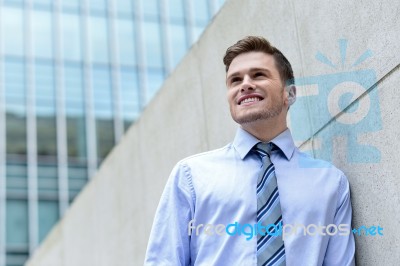 Young Business Man Posing Outdoor Stock Photo