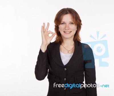 Young Business Woman Showing A Gesture All Is Good Stock Photo