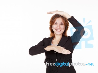 Young Business Woman Showing A Square Stock Photo