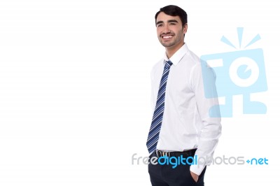 Young Businessman Against White Background Stock Photo