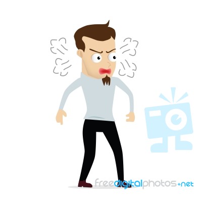 Young Businessman Cartoon Angry Stock Image