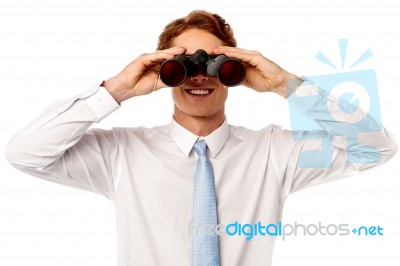 Young Businessman Hunting Success Stock Photo