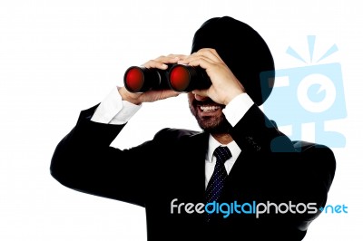 Young Businessman Hunting Success Stock Photo