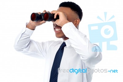 Young Businessman Hunting Talents Stock Photo