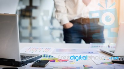 Young Businessman Reviewing Documents Conference Working Plannin… Stock Photo