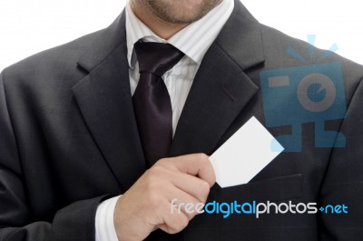 Young Businessman Saving His Visiting Card Stock Photo