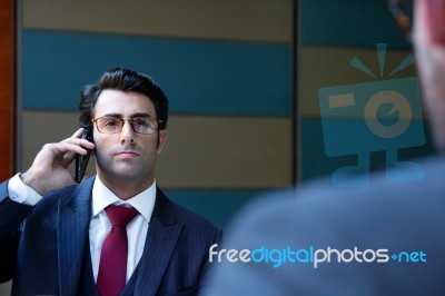 Young Businessman With Smartphone Stock Photo