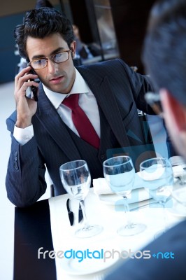 Young Businessman With Smartphone Stock Photo