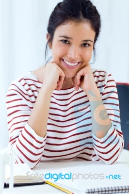 Young Businesswomen Working In Her Office Stock Photo