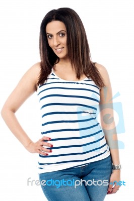 Young Casual Woman Posing In Style Stock Photo