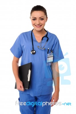 Young Cheerful Female Doctor Stock Photo