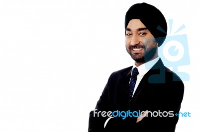 Young Corporate Man, Arms Folded Stock Photo