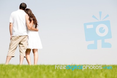 Young Couple Hug Stock Photo