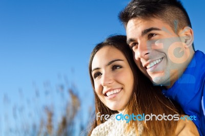 Young Couple In The Park Stock Photo